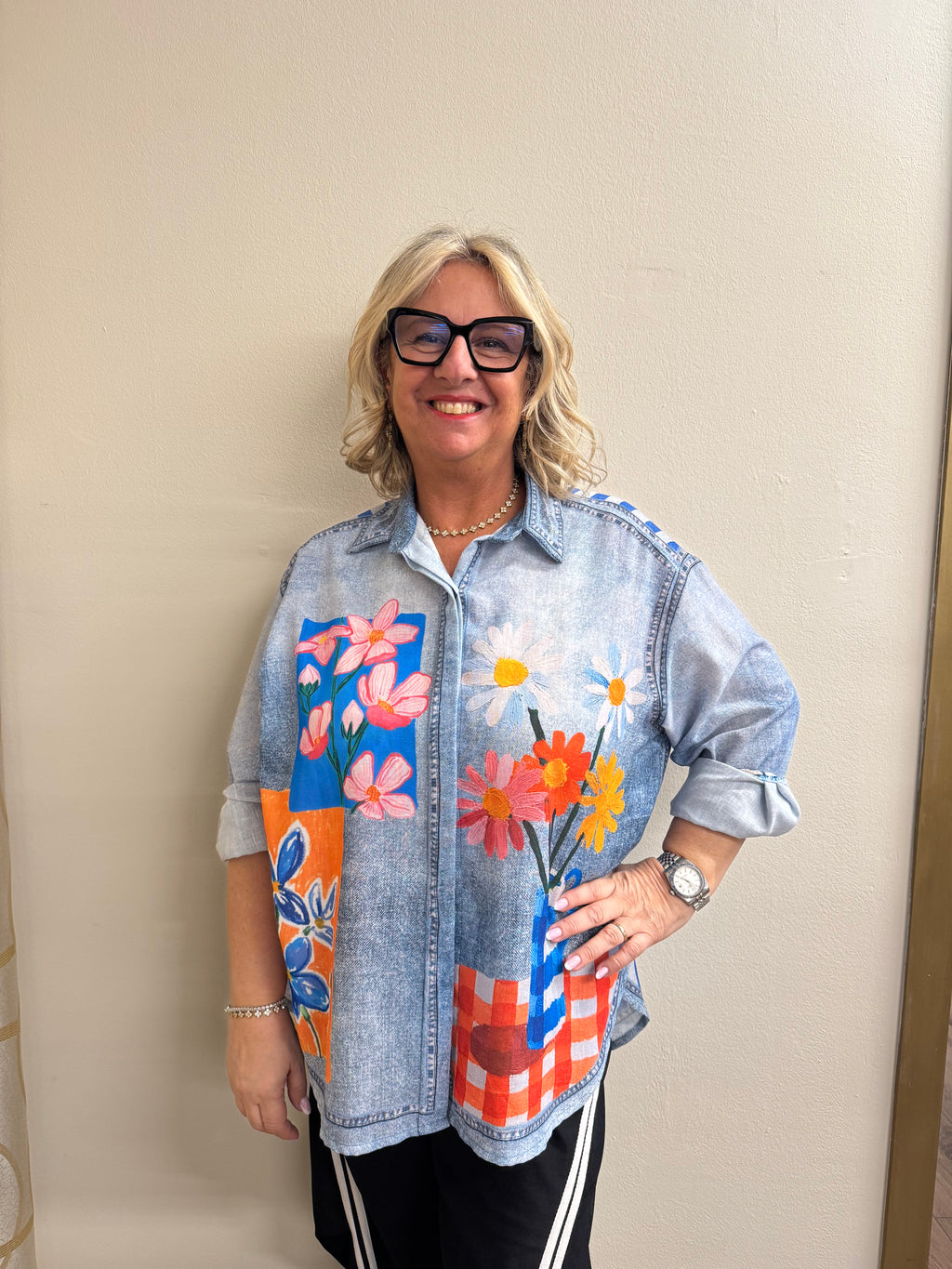 Camicia fantasia misto lino Benedetta