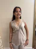 Top Fabiana in raso con pizzo