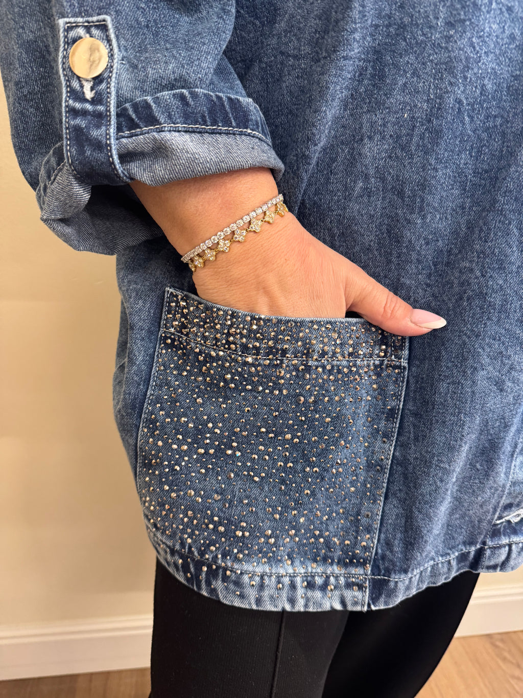 Giacca jeans strass Roby