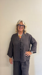 Giacca Casacca Anita in Lino  con Lacci