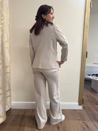 Completo Fulvia elegante giacca e pantalone beige