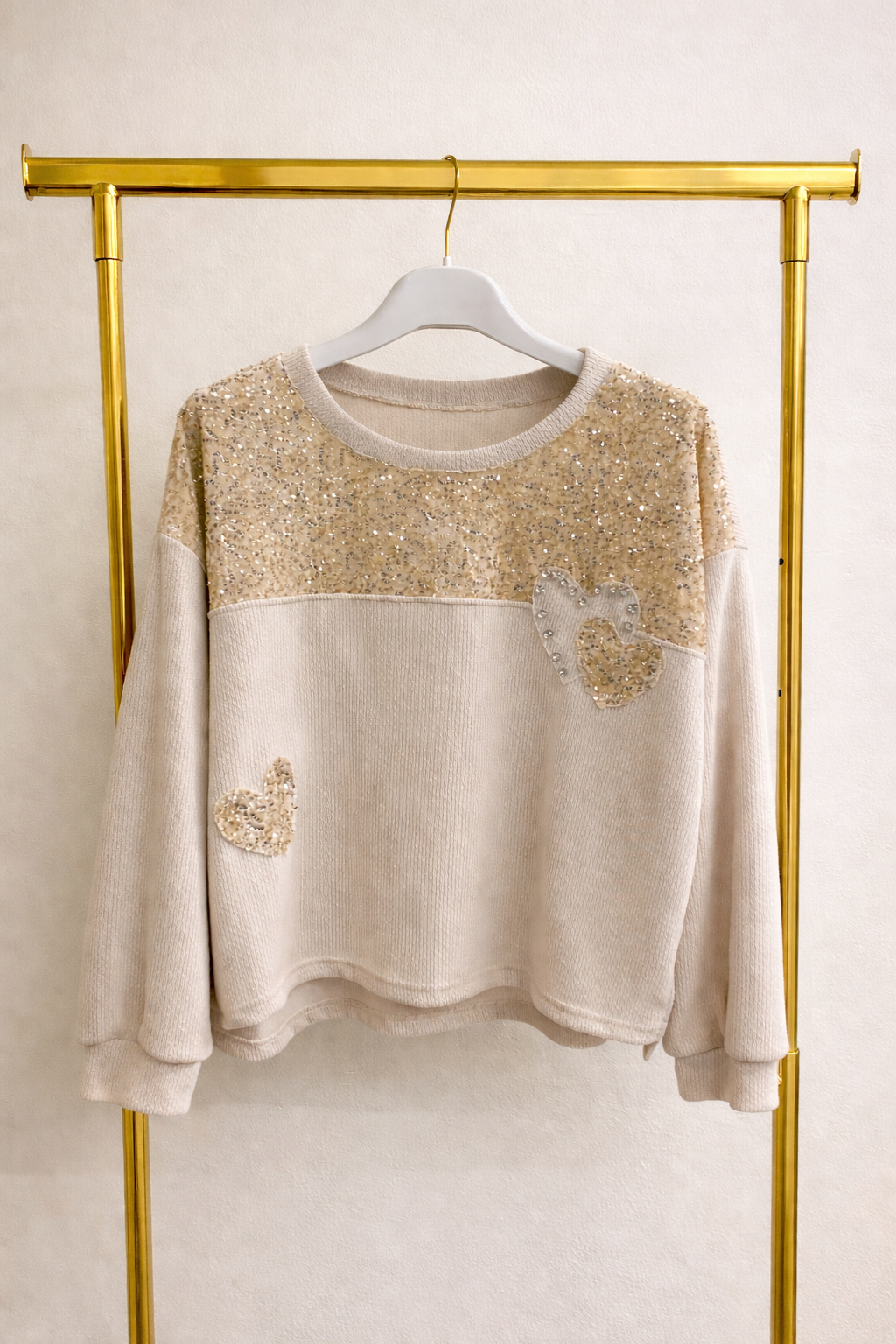 Felpa paillettes cuori