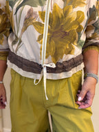 Giacca Giovanna bomber stampa botanica con zip