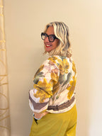 Giacca Giovanna bomber stampa botanica con zip