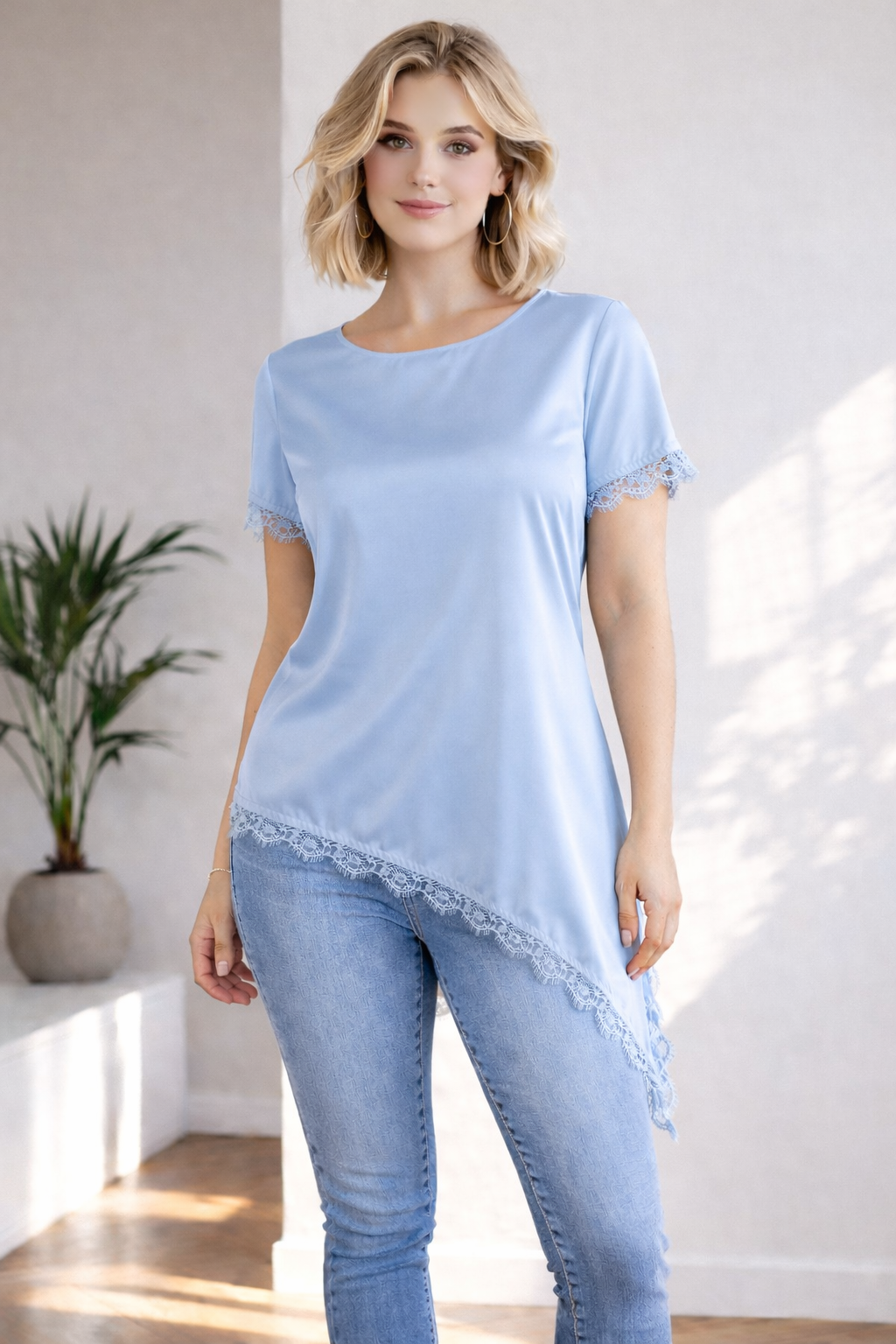 Blusa raso pizzo