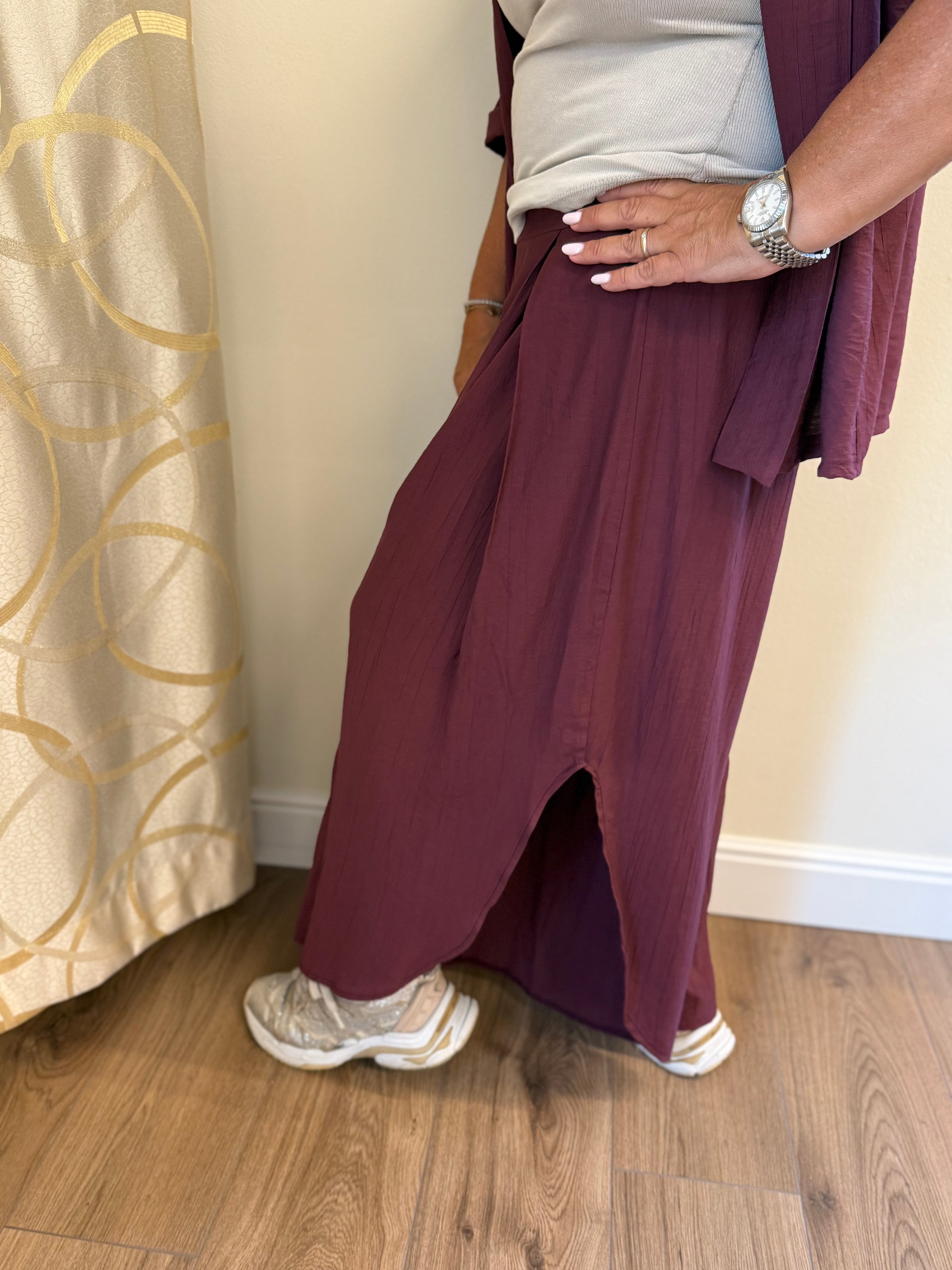Completo Lucrezia 2 pezzi Morbido con Casacca Aperta e Pantalone Ampio
