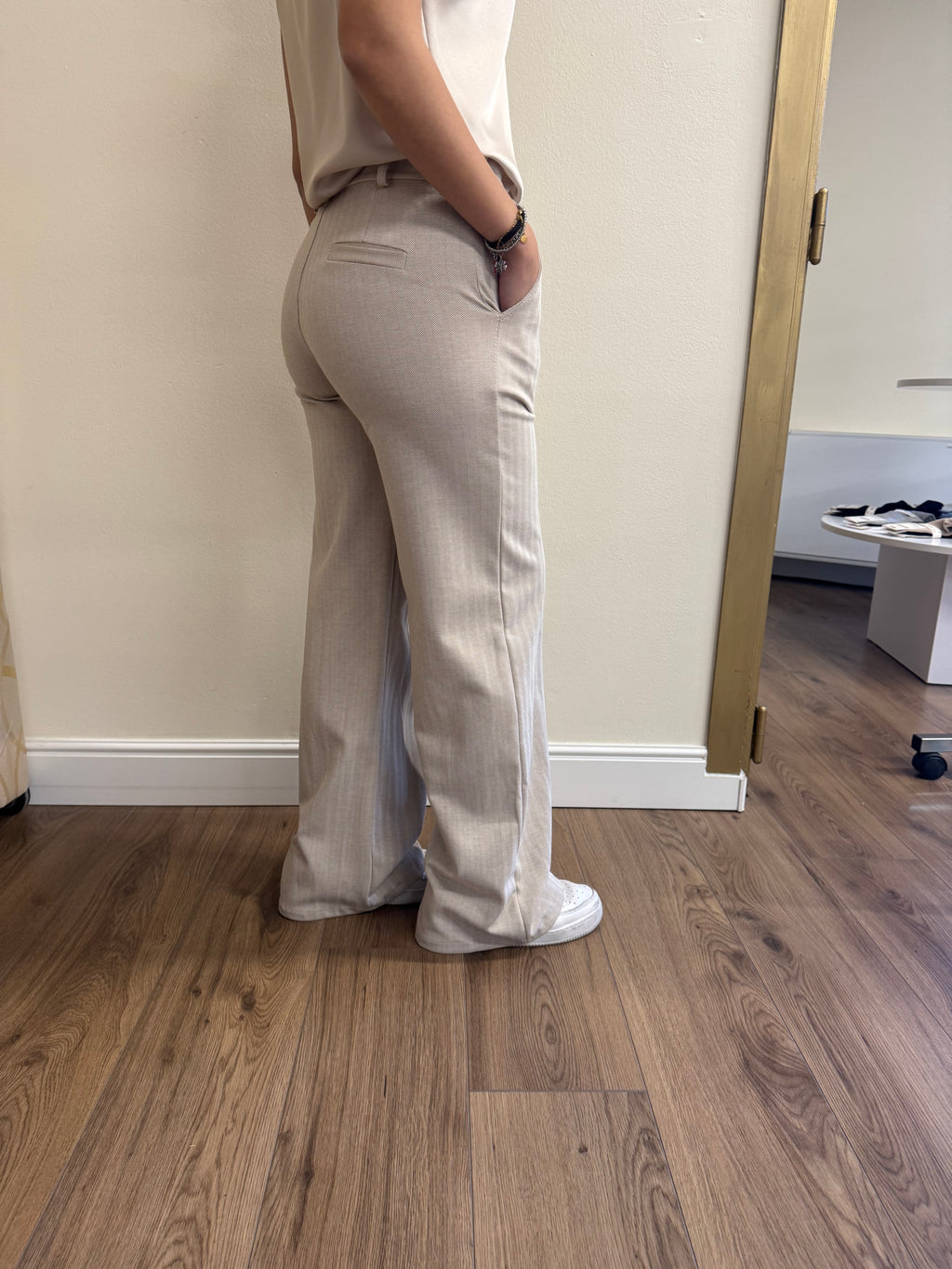 Completo Fulvia elegante giacca e pantalone beige