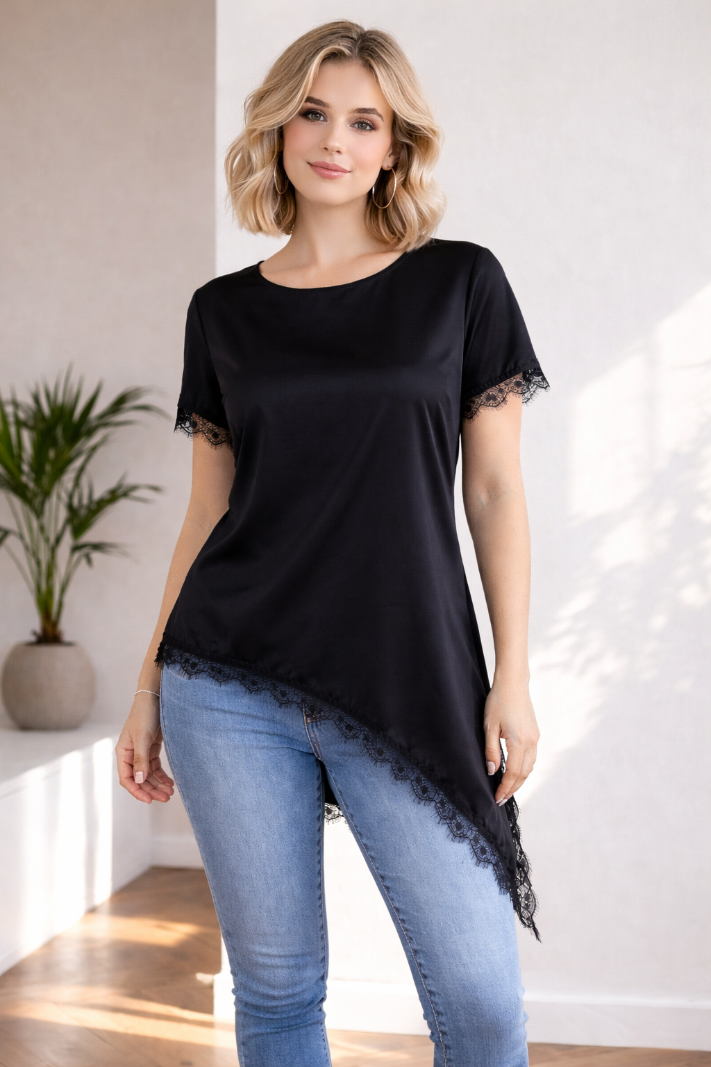 Blusa raso pizzo