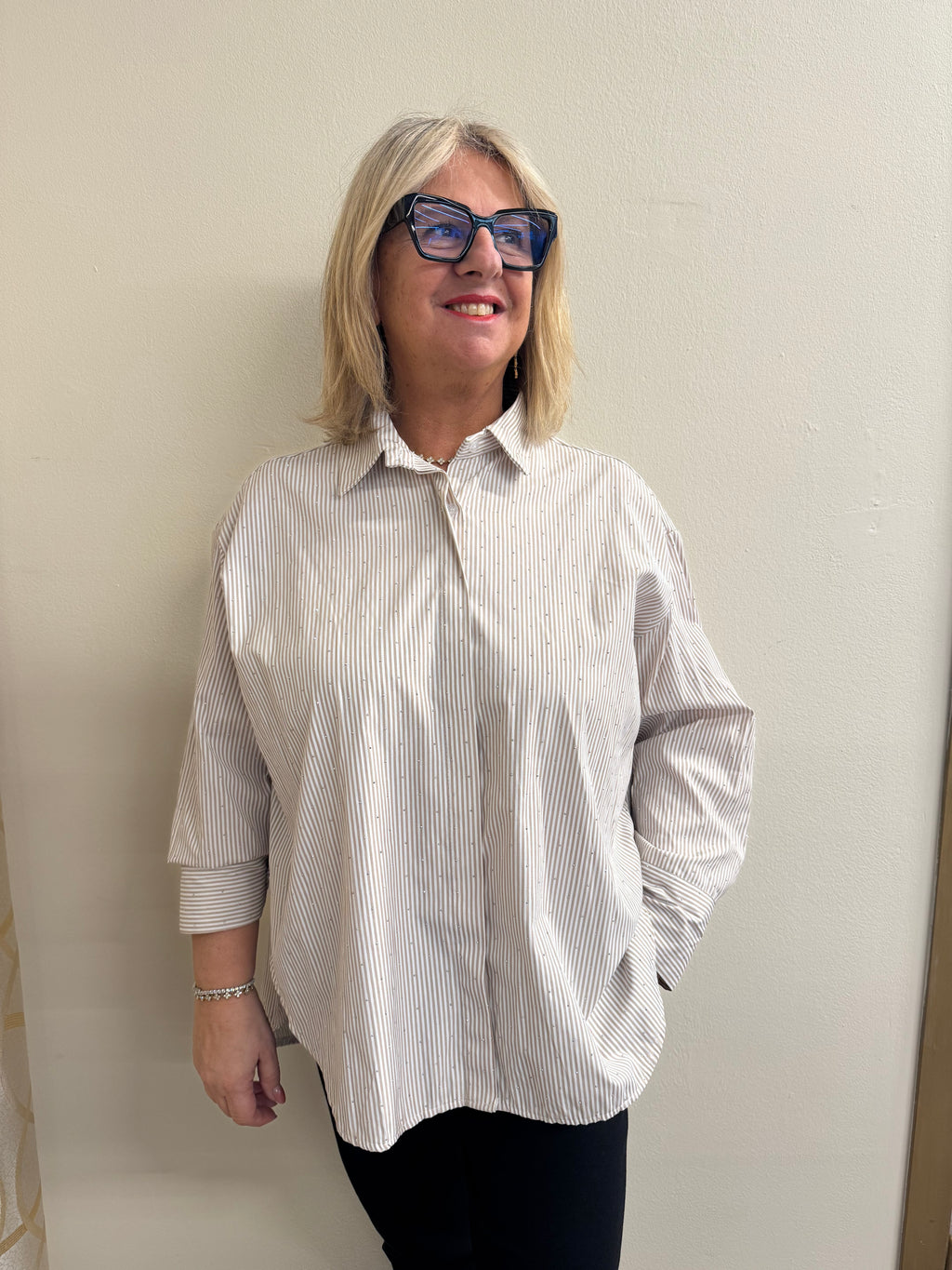 Camicia righe strass