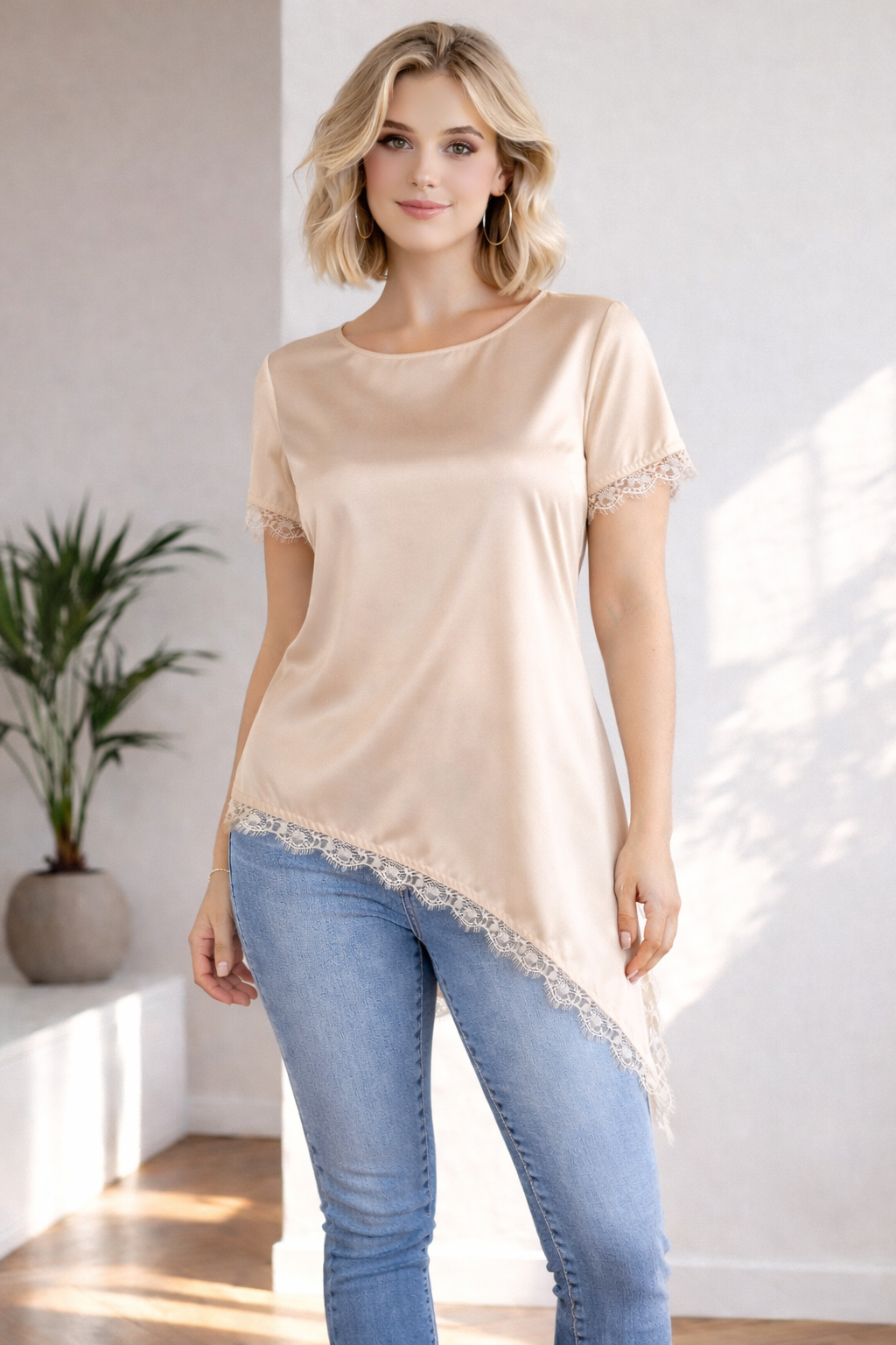 Blusa raso pizzo