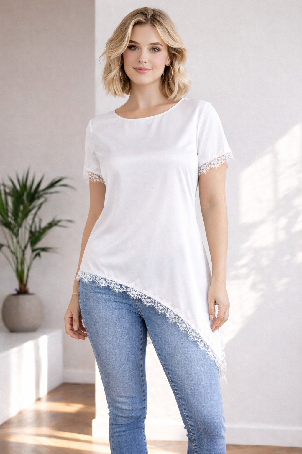 Blusa raso pizzo
