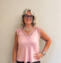 Top Fabiana in raso con pizzo