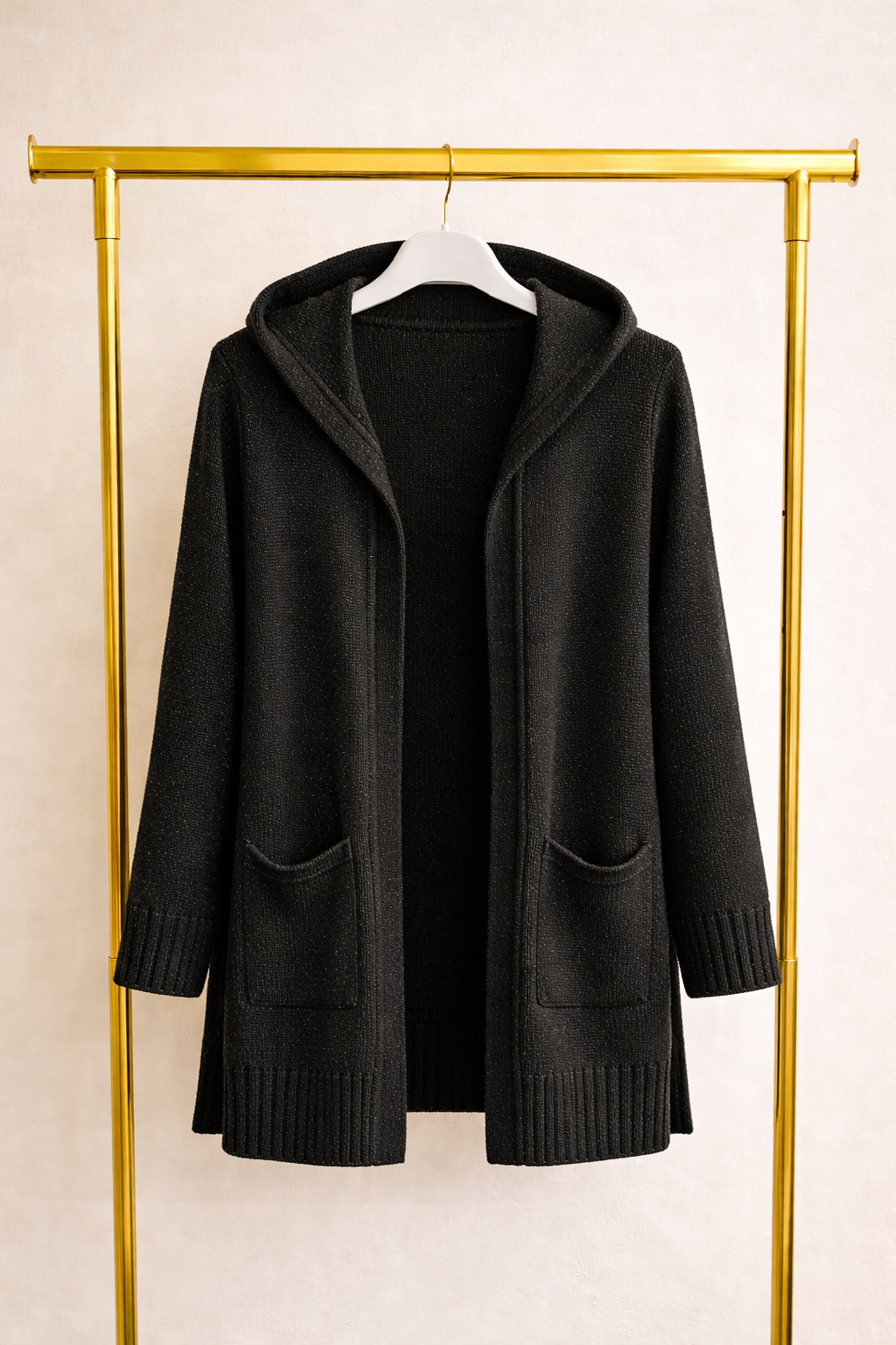 Cardigan Lungo con Cappuccio e Tasche Evelyn