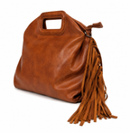 Borsa mano e tracolla con frangie