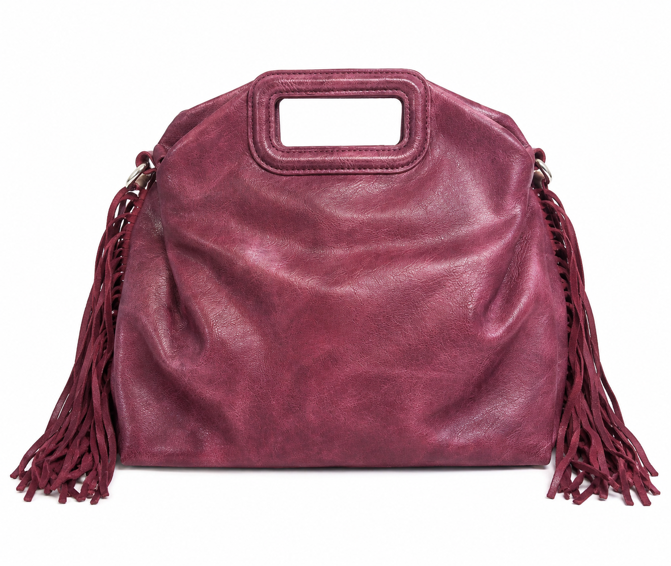 Borsa mano e tracolla con frange