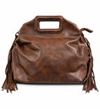 Borsa mano e tracolla con frangie